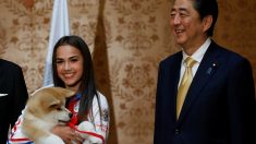 ザギトワ選手に秋田犬「マサル」贈呈、安倍首相夫妻も立会い